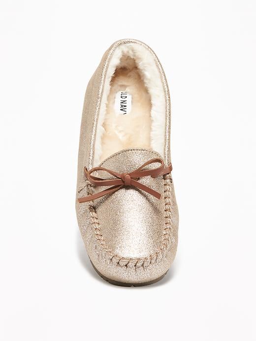 Image number 2 showing, Sueded Sherpa-Lined Moccasin Slippers for Women