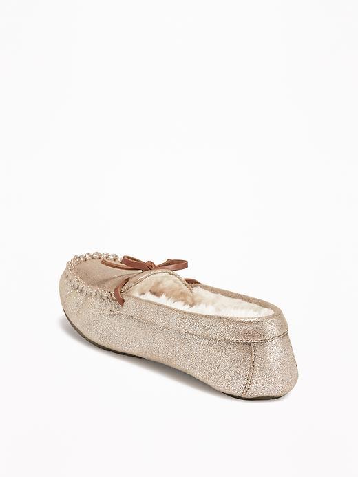 Image number 3 showing, Sueded Sherpa-Lined Moccasin Slippers for Women