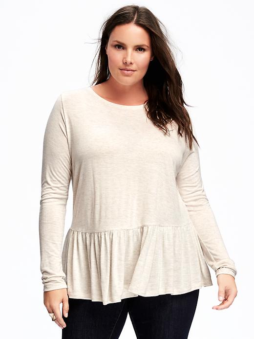 View large product image 1 of 1. Relaxed Plus-Size Peplum-Hem Tee