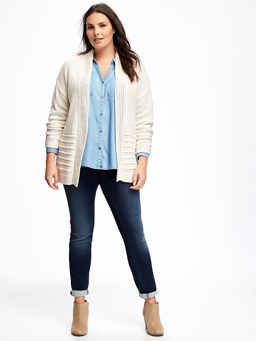 Image number 3 showing, Relaxed Mixed-Texture Plus-Size Cardi