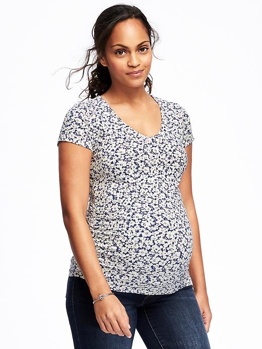 View large product image 1 of 1. Maternity Printed V-Neck Tee