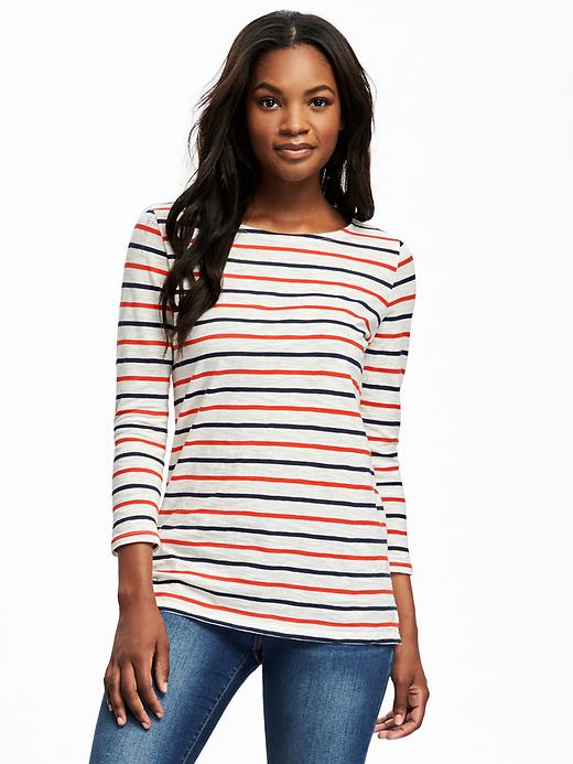 Image number 1 showing, Relaxed Boat-Neck Tee for Women