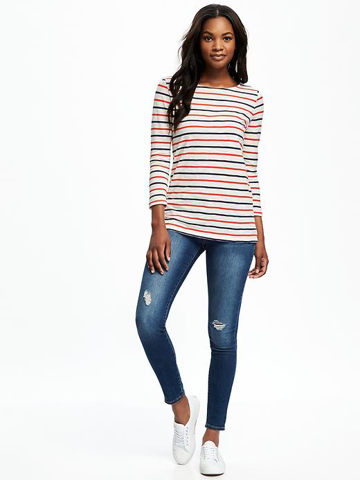 Image number 3 showing, Relaxed Boat-Neck Tee for Women