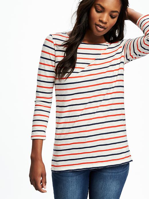 Image number 4 showing, Relaxed Boat-Neck Tee for Women