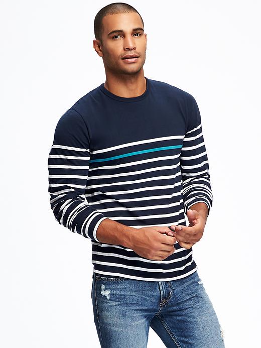 View large product image 1 of 1. Striped Crew-Neck Layering Tee for Men