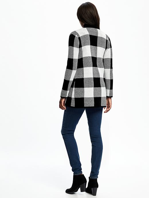 Image number 2 showing, Textured Plaid Open-Front Cardi for Women