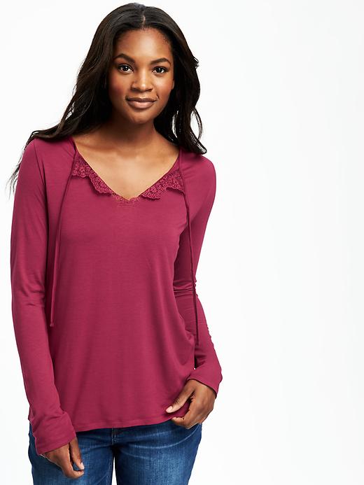 Image number 4 showing, Relaxed Lace-Trim Top for Women
