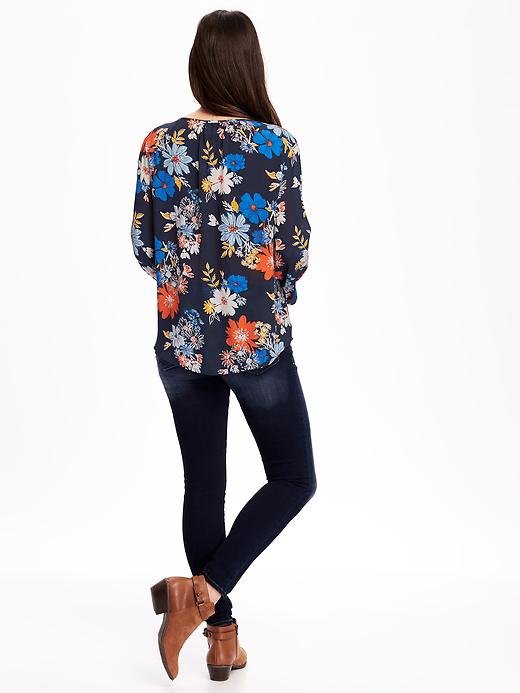 Image number 2 showing, Printed Lightweight Shirred Blouse for Women