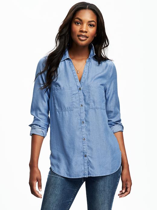 Image number 1 showing, Classic Chambray Tencel&#174 Shirt for Women