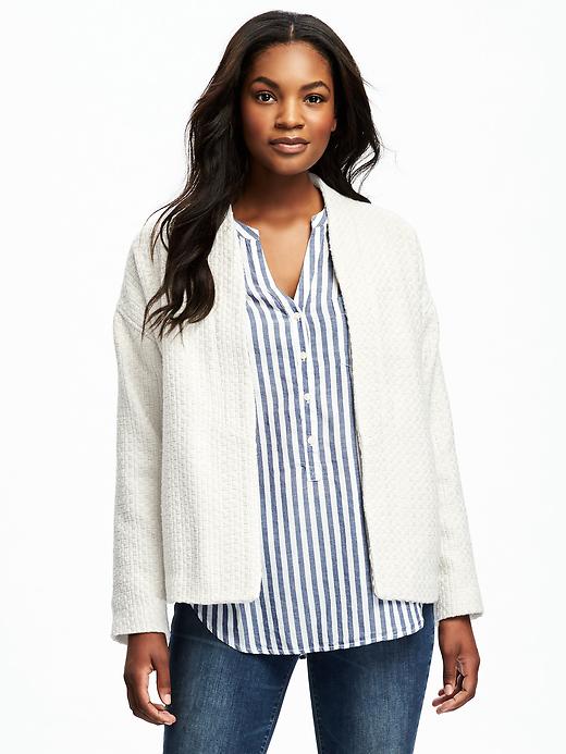 Image number 1 showing, Open-Front Stand-Collar Jacket for Women