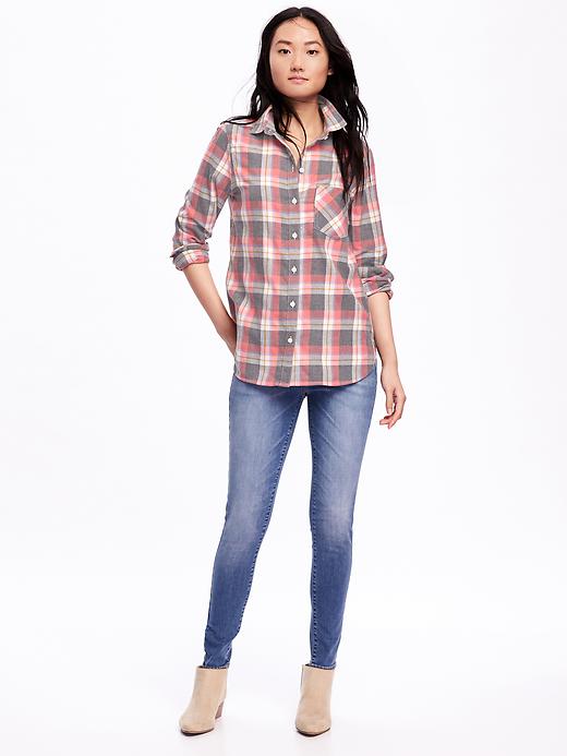 Image number 3 showing, Classic Plaid Flannel Shirt for Women