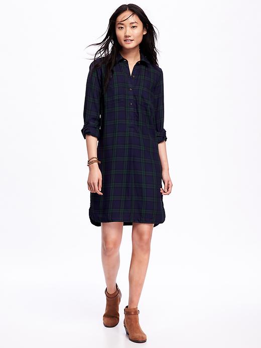 View large product image 1 of 1. Plaid Shirt Dress for Women