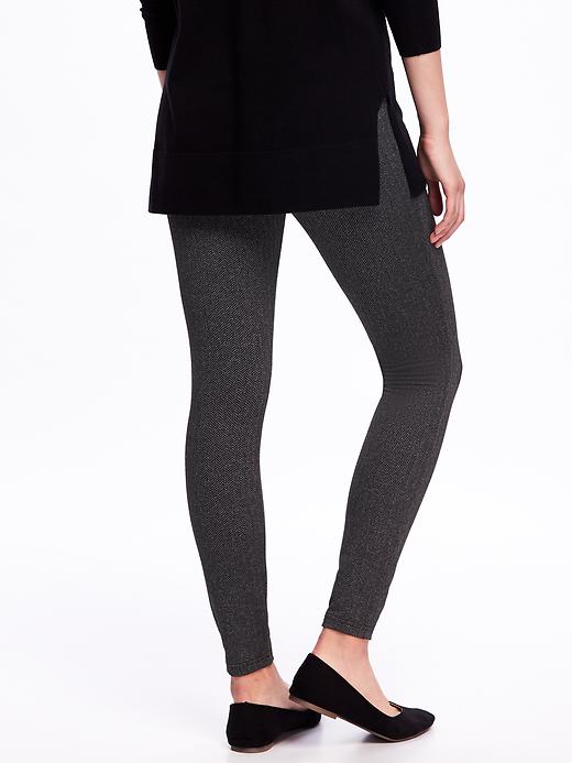 View large product image 2 of 2. Mid-Rise Herringbone Ponte-Knit Leggings for Women