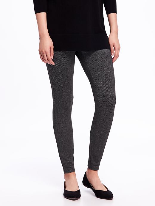 View large product image 1 of 2. Mid-Rise Herringbone Ponte-Knit Leggings for Women