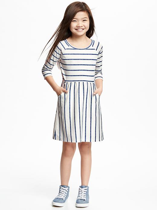 View large product image 1 of 1. Striped Jersey Fit & Flare Dress for Girls