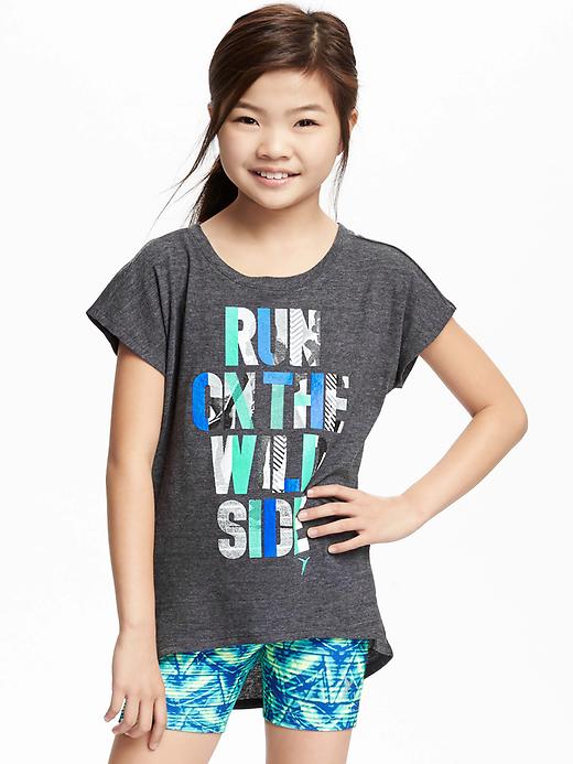 View large product image 1 of 2. Go-Dry Relaxed Hi-Lo Graphic Tee for Girls