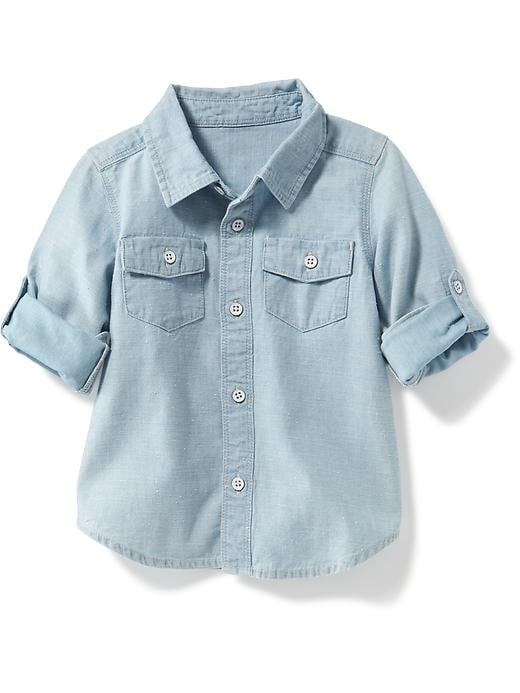 View large product image 1 of 1. Chambray Pocket Shirt for Toddler Boys
