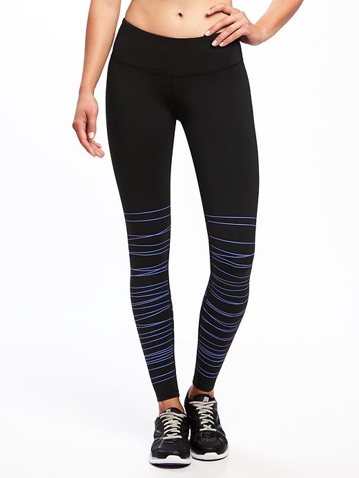 View large product image 1 of 1. Mid-Rise Textured-Print Compression Leggings for Women
