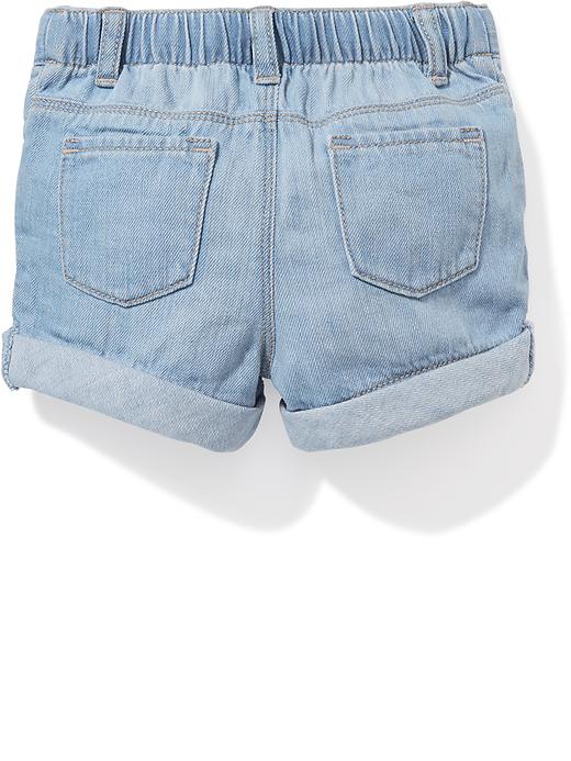 View large product image 2 of 2. Light-Wash Cuffed Denim Shorts for Toddler Girls