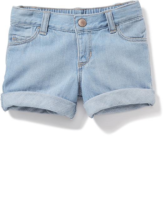 View large product image 1 of 2. Light-Wash Cuffed Denim Shorts for Toddler Girls
