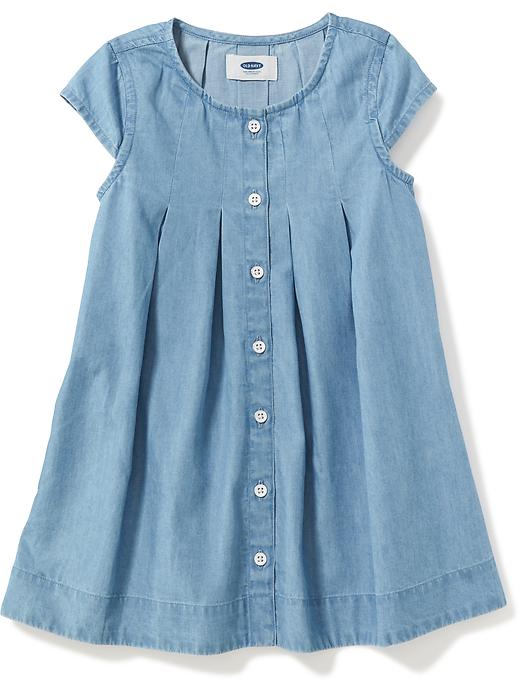 View large product image 2 of 2. Pleated Denim Swing Dress for Toddler Girls