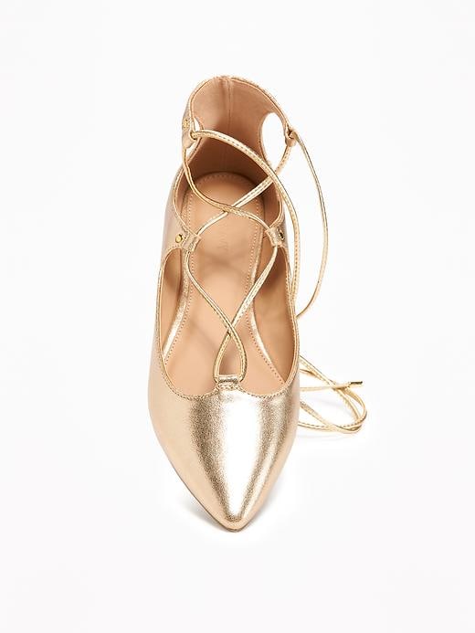 Image number 2 showing, Pointed-Toe Lace-Up Flats for Women