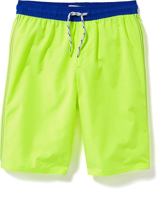 View large product image 1 of 1. Solid-Color Swim Trunks for Boys
