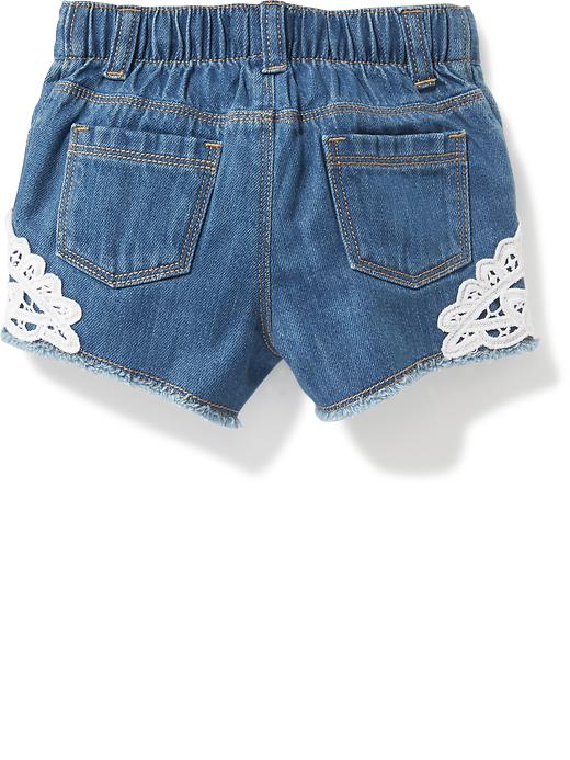 View large product image 2 of 2. Lace-Trim Denim Shorts for Toddler
