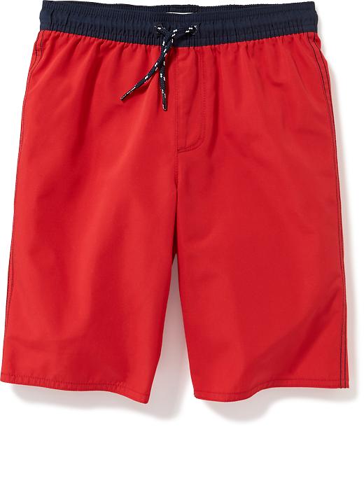 View large product image 1 of 1. Solid-Color Swim Trunks for Boys