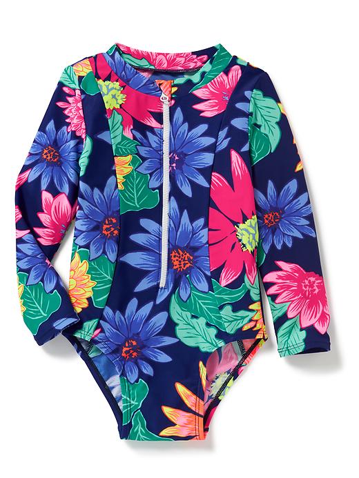 View large product image 1 of 1. Floral Full-Zip Rashguard for Toddler Girls