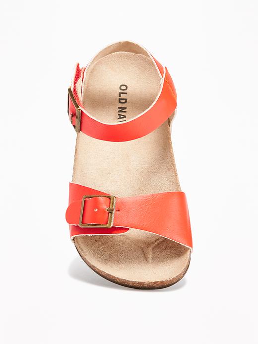 View large product image 2 of 4. Faux-Leather Double-Strap Sandals For Toddler Girls