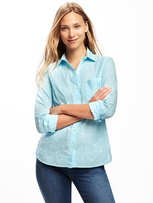 Image number 1 showing, Classic Dobby Pocket Shirt for Women