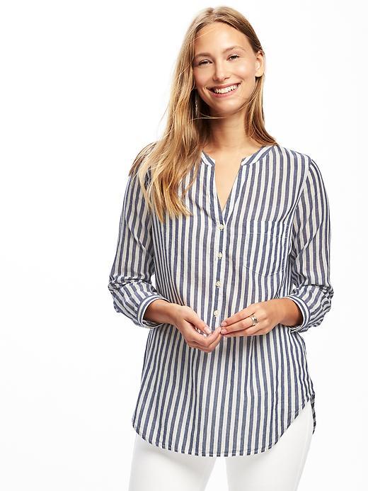 Image number 1 showing, Striped Button-Front Tunic for Women