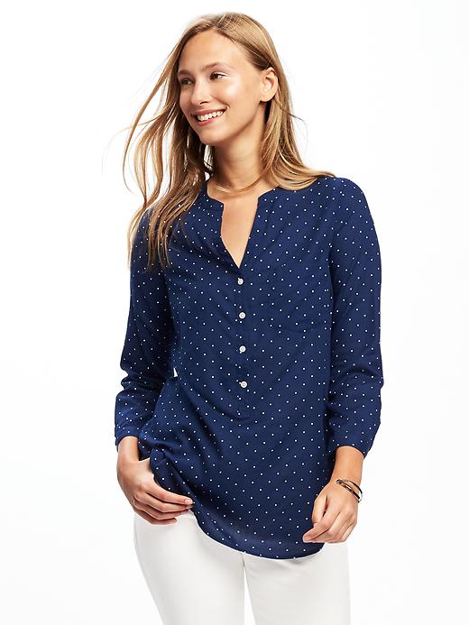 Image number 1 showing, Relaxed Printed Lightweight Blouse for Women