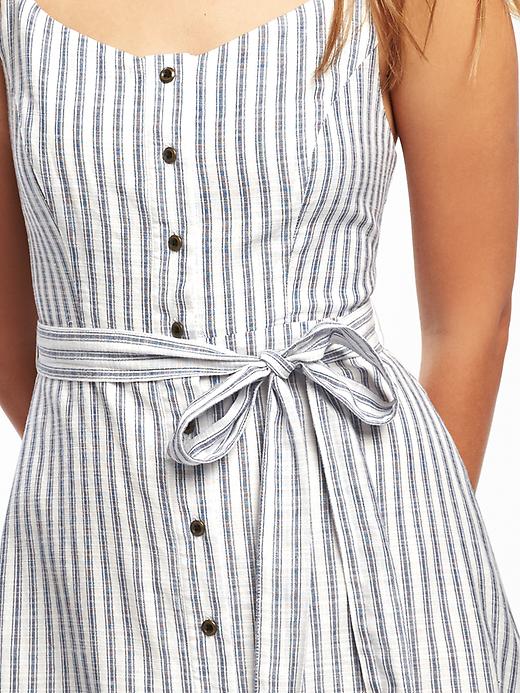 Image number 4 showing, Striped Tie-Belt Midi Dress for Women