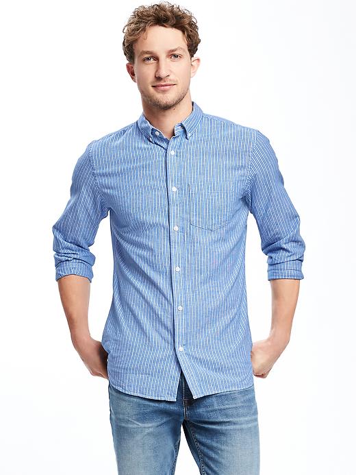 Image number 1 showing, Slim-Fit Linen-Blend Shirt For Men