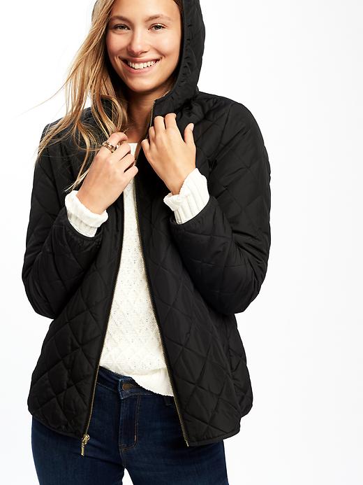 Image number 4 showing, Quilted Hooded Jacket for Women