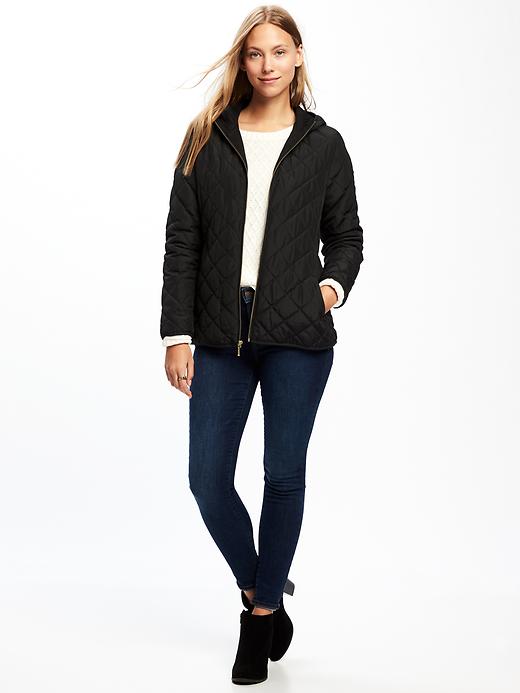 Image number 3 showing, Quilted Hooded Jacket for Women