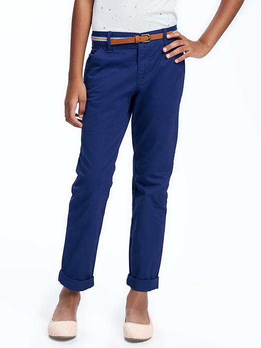 View large product image 1 of 1. Belted Skinny Twill Pants for Girls