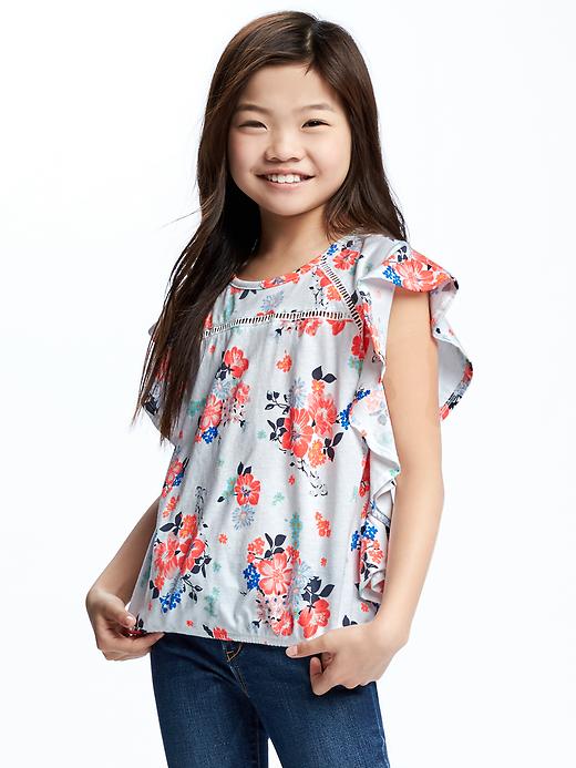 View large product image 1 of 1. Ruffle-Sleeve Tee for Girls