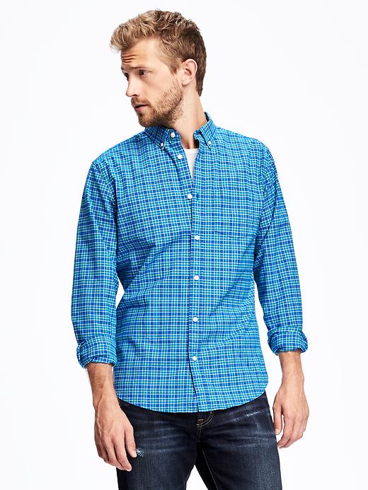 View large product image 1 of 1. Slim-Fit Plaid Oxford Stretch Shirt for Men