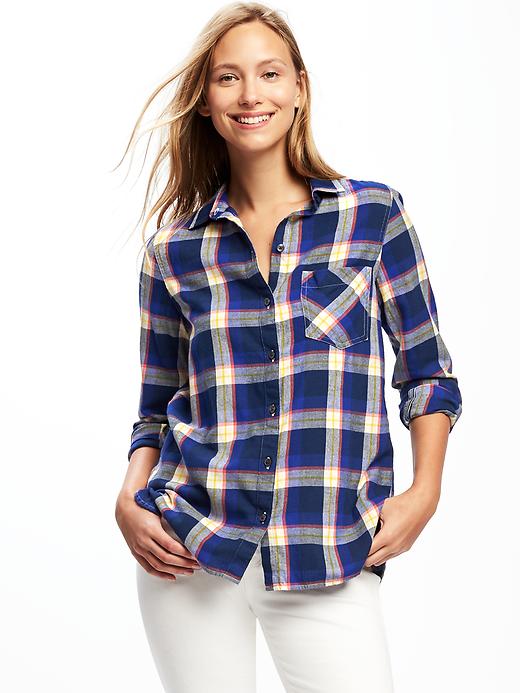 View large product image 1 of 1. Classic Plaid Flannel Shirt for Women