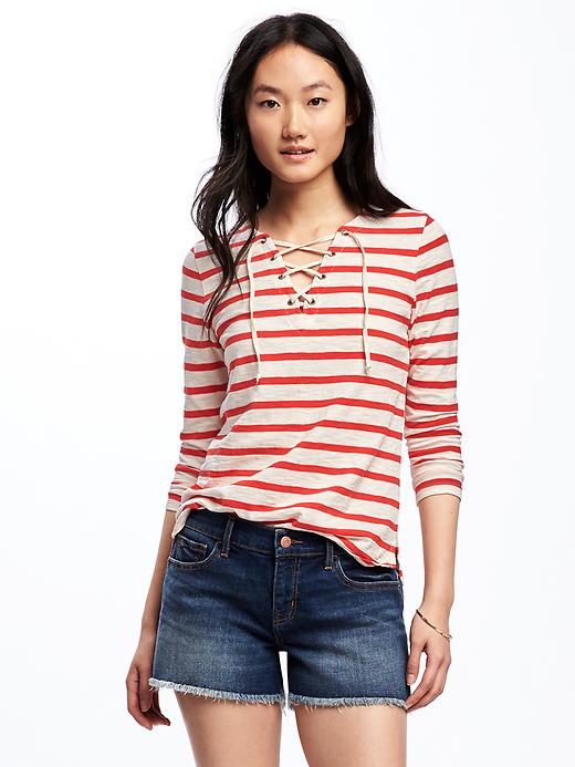 Image number 1 showing, Relaxed Lace-Up Top for Women