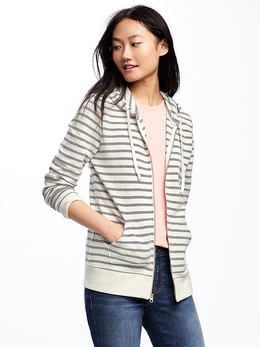 Image number 1 showing, Relaxed Full-Zip Striped Hoodie for Women