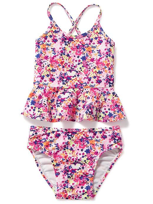 View large product image 1 of 1. Floral Peplum-Hem Tankini for Toddler