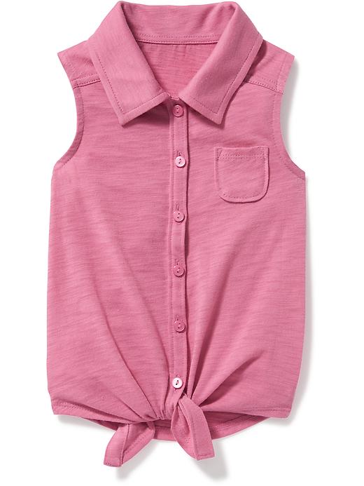 View large product image 1 of 1. Sleeveless Tie-Hem Jersey Shirt for Toddler Girls