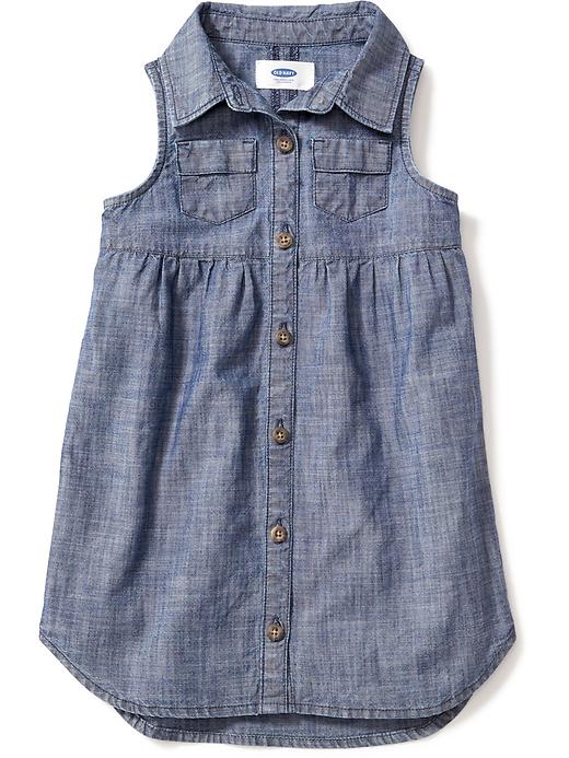 View large product image 2 of 2. Chambray Shirt Dress for Toddler Girls