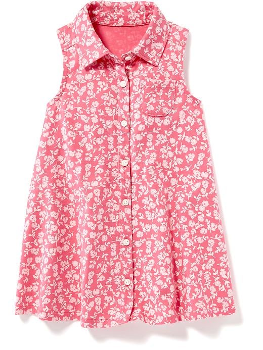View large product image 2 of 2. Sleeveless Printed Jersey Shirt Dress for Toddler Girls