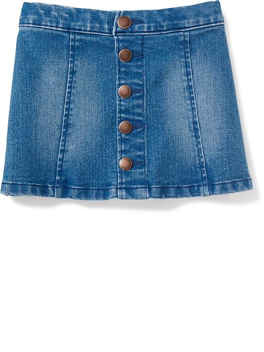 View large product image 1 of 2. Button-Front Denim Skirt for Toddler Girls