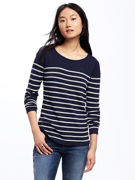 Image number 1 showing, Classic Striped Crew-Neck Sweater for Women
